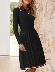Women's Natural Casual Solid Midi Sweater Dress Fall Long Sleeve