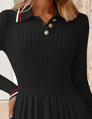 Women's Natural Casual Solid Midi Sweater Dress Fall Long Sleeve