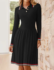 Women's Natural Casual Solid Midi Sweater Dress Fall Long Sleeve