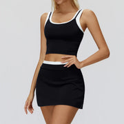 Set for Women Color Block Tank Top with Bulit-in Bra Golf Teniss Pickleball Outfits