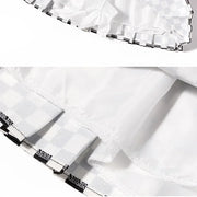 Spring Summer New Skirt Women A-line Plaid Mini High Waist Pleated Skirts Women