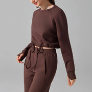 Soft, short-sleeved crewneck sweatshirt for women, suitable for sports training or playing pickleball